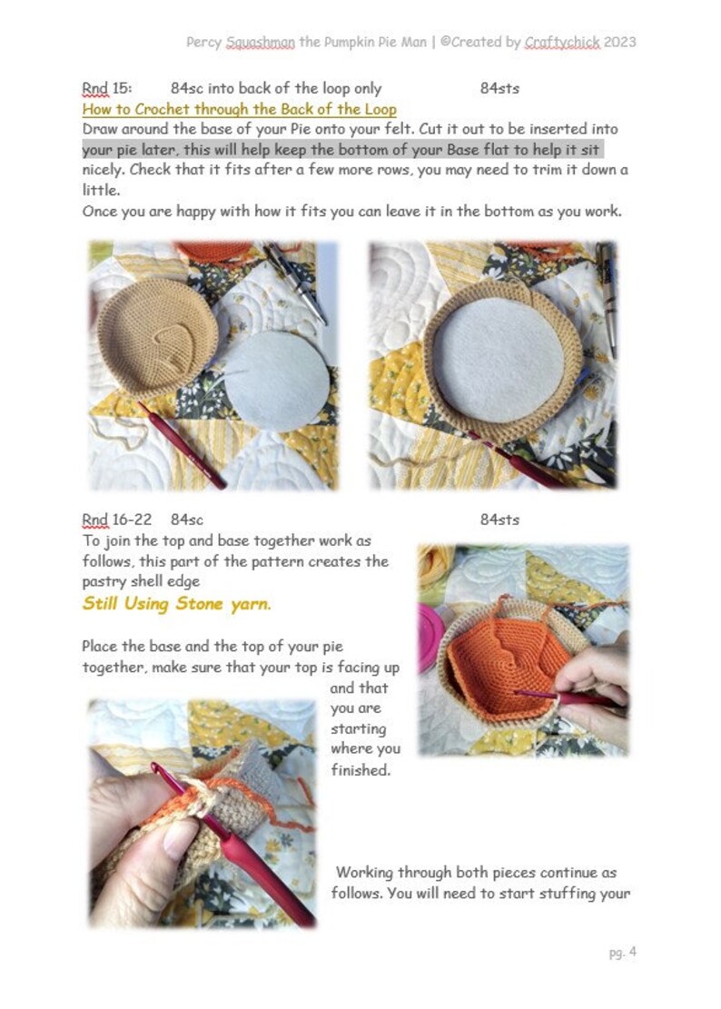 Percy Squashman Halloween Crochet Toy Pattern, Amigurumi PDF, Pumpkin Pie Man, Thanksgiving Pie, Percy Squashman story PDF included image 10