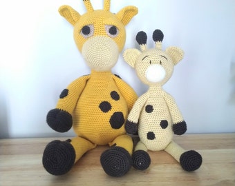 Crochet Giraffe Patterns, DIY stuffed plush Amigurumi Giraffe toys, set of 2, English PDF Patterns, Safari themed nursery gift or decor.