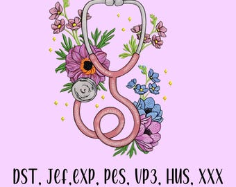 Floral Nurse, Embroidery Design, Embroidery Files, Singer Embroidery Files, Brother Embroidery File, Doctor Embroidery File, Digital File