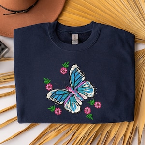 Butterfly Floral Machine Embroidery Design, PES, DST, JEF, and more, 4x4 Hoop