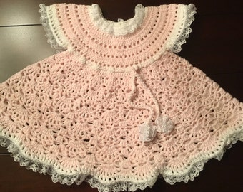 SALE Handmade Crochet Baby girl Dress great for Easter