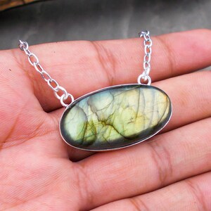 Labradorite Pendant, Labradorite Boho Necklace, Natural blue Labradorite, Labradorite Necklace, Flashy Labradorite Jewelry,
