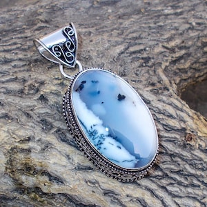 Dendrite Opal Pendant, Dendritic Agate Pendant, Handmade Pendant, Gemstone Boho Jewelry,  Opal Pendants For Necklaces Women