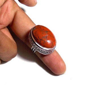 Artisan ring Stackable Size 7 12+ Textured Nature Lover gift Nature Lover gift Oxidized ring Red Jasper ring