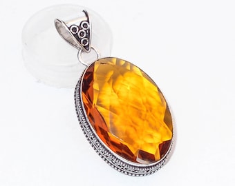 CaratYogi Real Charm Citrine Healing Necklace Flower Yellow Silver Handmade Pendant For Women CaratYogi Real Charm Citrine Healing Necklace Flower Yellow Silver Handmade Pendant For Women