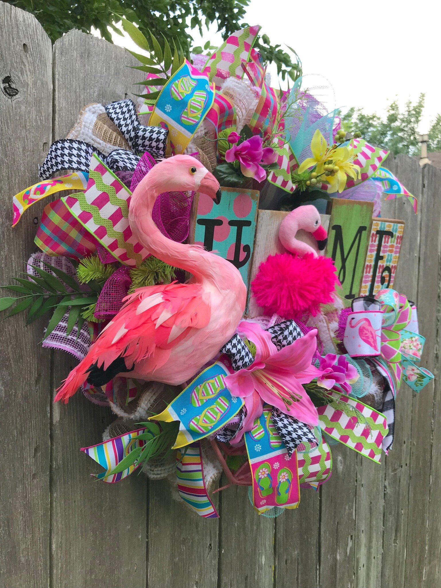 Flamingo Wreath, Summer Wreath, Spring Wreath, Flamingo Decor, Front