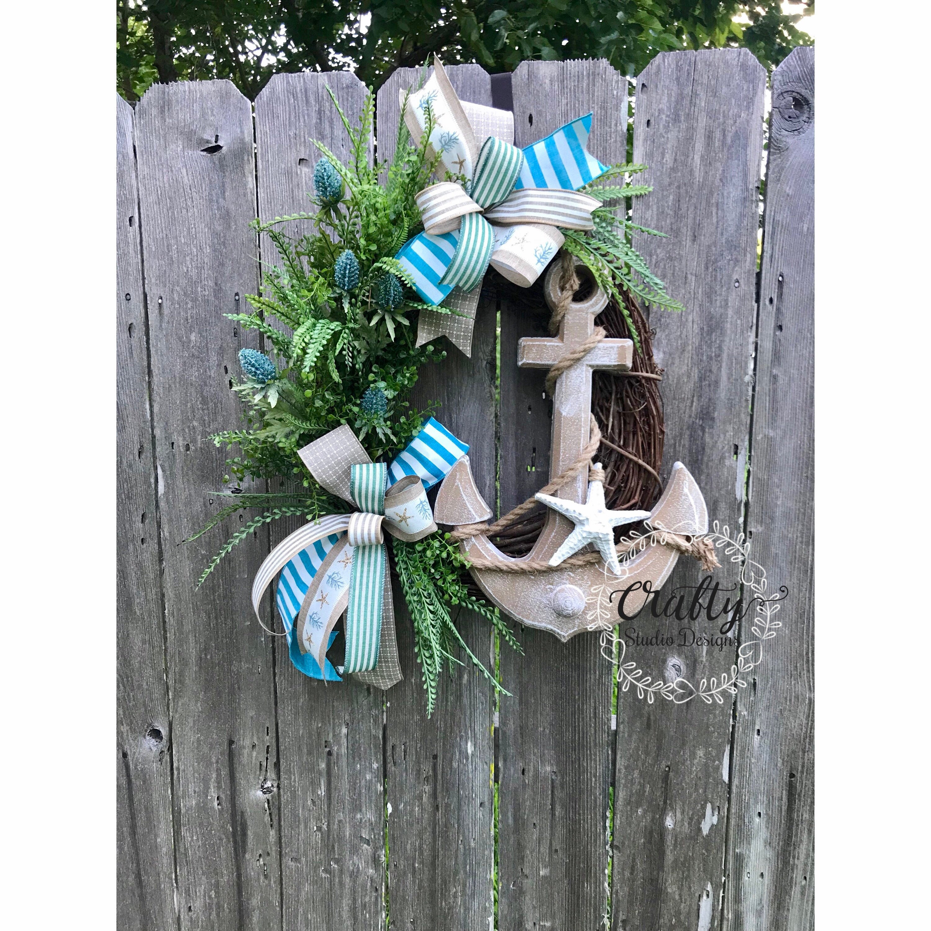 Beach Wreath Front Door Nautical Wreath Coastal Wreath Starfish Wreath Beach Decor Summer Wreath Seashell Wreath Anchor Decor