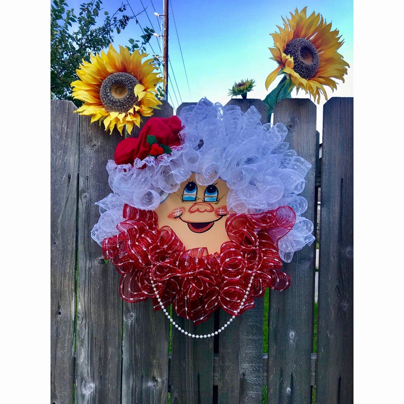 Mrs Claus Face Wreath Claus Double Doors Wreath Mrs Claus Wreath Christmas Double Doors Christmas Wreath Front Door Mrs Claus Mesh