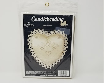 Candlebeading ART 5002 Heirloom Heart By Needle Magic, heart shaped pillow, ring bearer pillow, wedding gift, heirloom gift