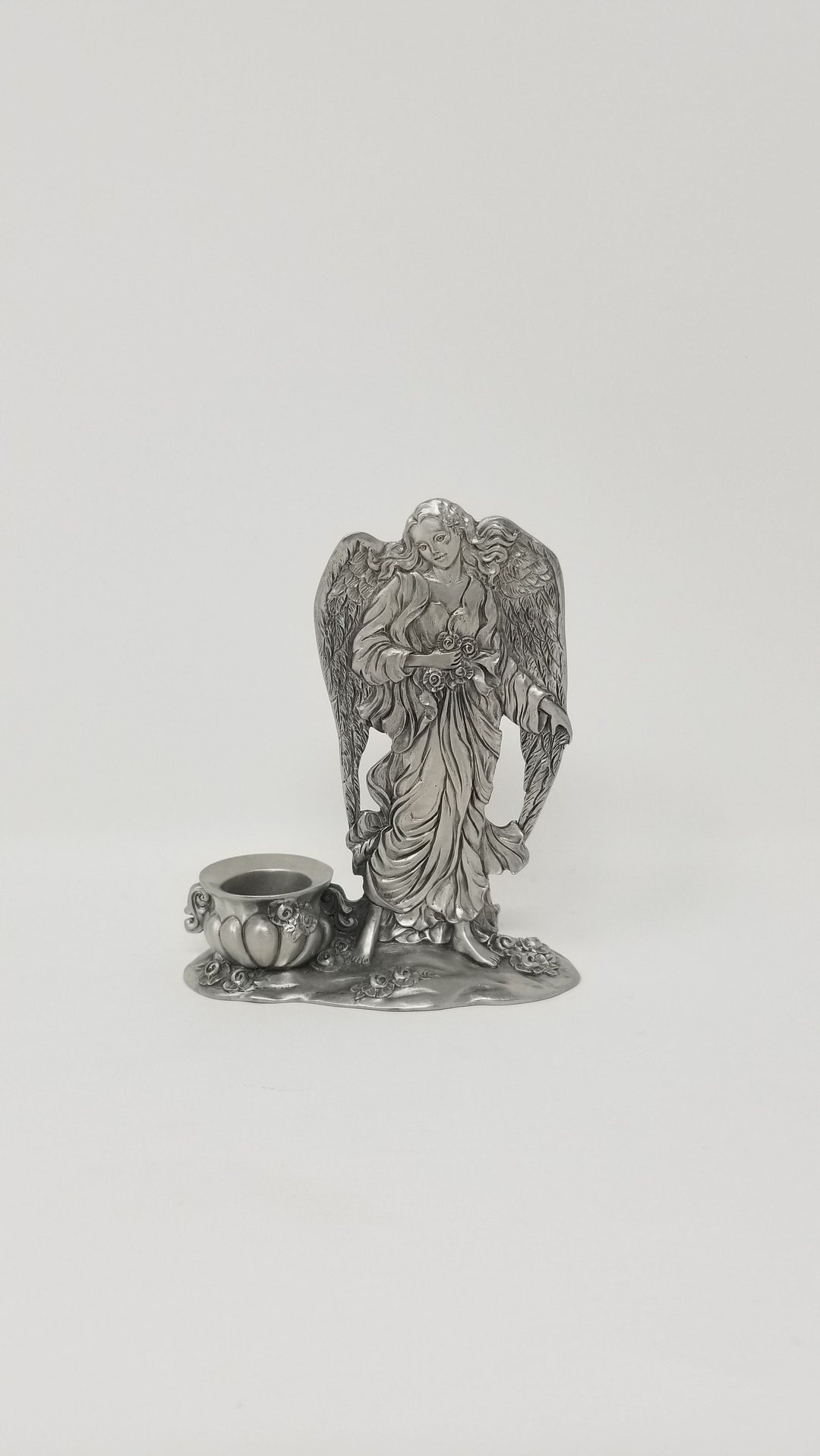 Pewter Angel Candle Holder Pewter Etain Zinn © 1996 Seagull Etsy