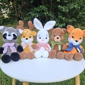 Personalized Stuffed Animal Fox Deer Raccoon Rabbit Bear Forest Animals Woodland Set for Baby Girl Boy Gift Handmade | Baby Nursery Decor