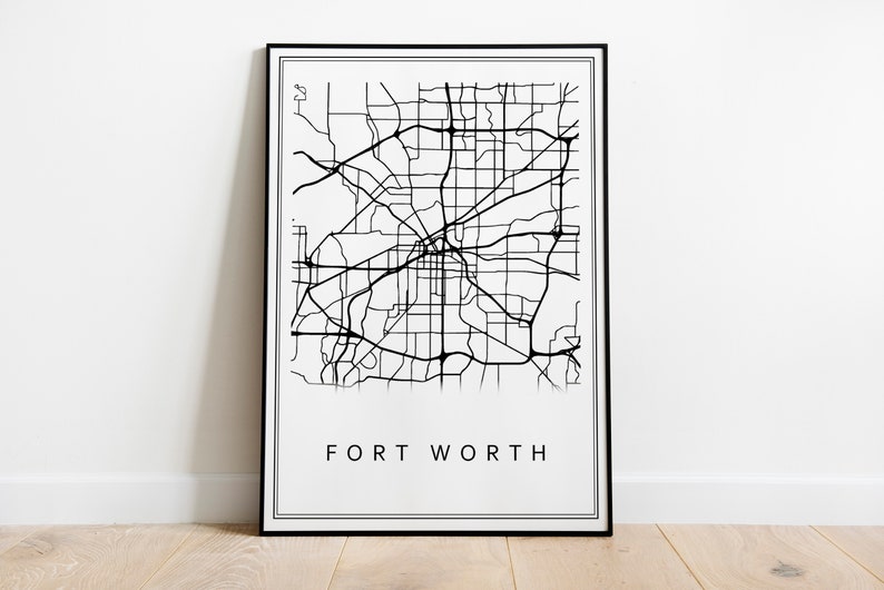 Fort Worth Print Fort Worth Map Download City Map Fort Worth Etsy