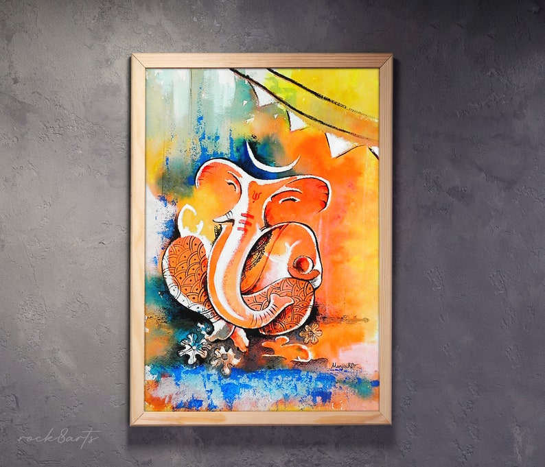 Ganesha Wall Art Modern Hindu God Ganesha Art Print Abstract Etsy