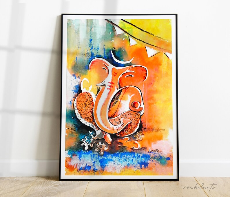Ganesha Wall Art Modern Hindu God Ganesha Art Print Abstract Etsy