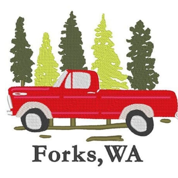 Forks, WA Embroidery Design File (PES, JEF, etc.)