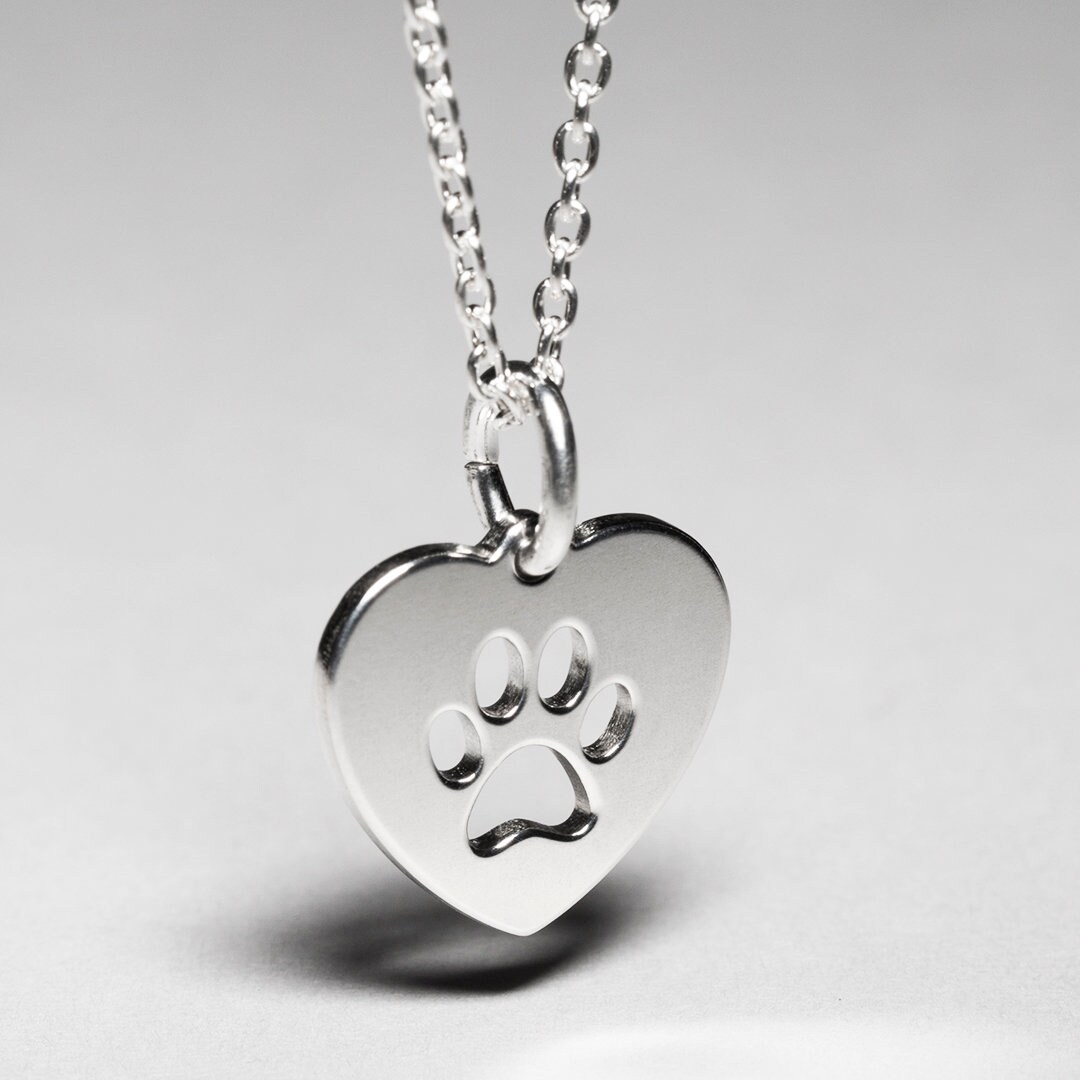 SV925 Paw Charm Necklace Dog Paw Cat Paw Engraved Sterling Etsy