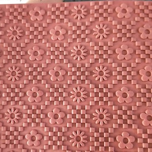 FLORAL CHECKER Texture Mat for Polymer clay | Clay pattern stamps | Textures for Clay imprints | Polymer clay texture |