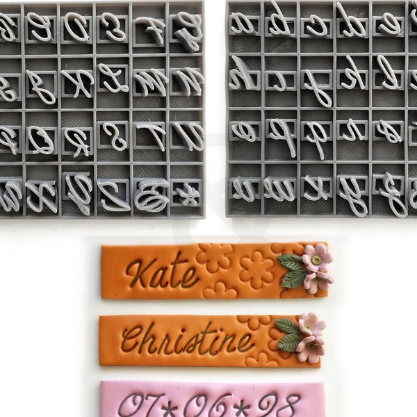 9mm SCRIPT Alphabet Stamps (0.35 inches)  | Wedding Font | Stamps for Clay, Ceramics & Pottery | Ceramics stamp | Potter's Stamp |