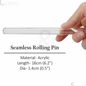 16cm 6.2inch Acrylic rolling pin Seamless Rolling Pin Clay Roller Polymer Clay rolling pin Non-stick Acrylic roller for clay image 1