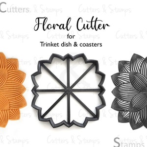 Large FLORAL Cutter and Stamps for Clay Creations | Trinket dish clay cutter | Coaster Cutter |