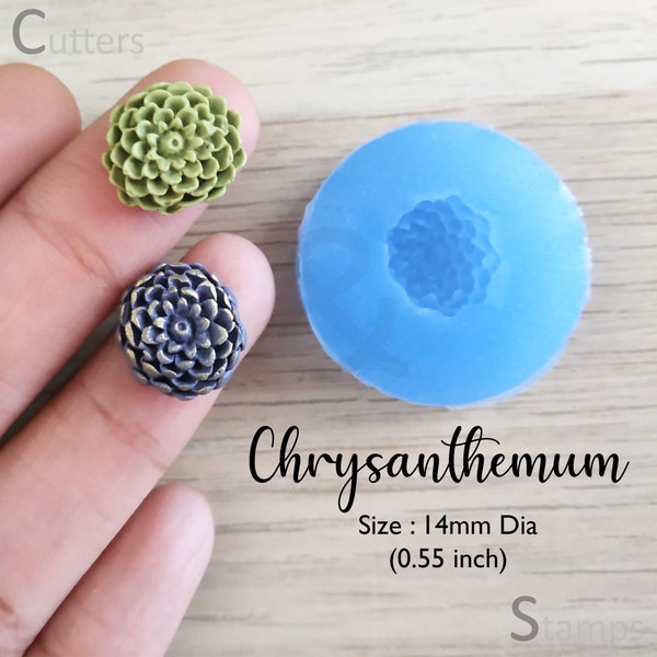 Clay Mold : CHRYSANTHEMUM 14mm Silicon mold for polymer clay | Polymer Clay mold | Floral silicon Mold