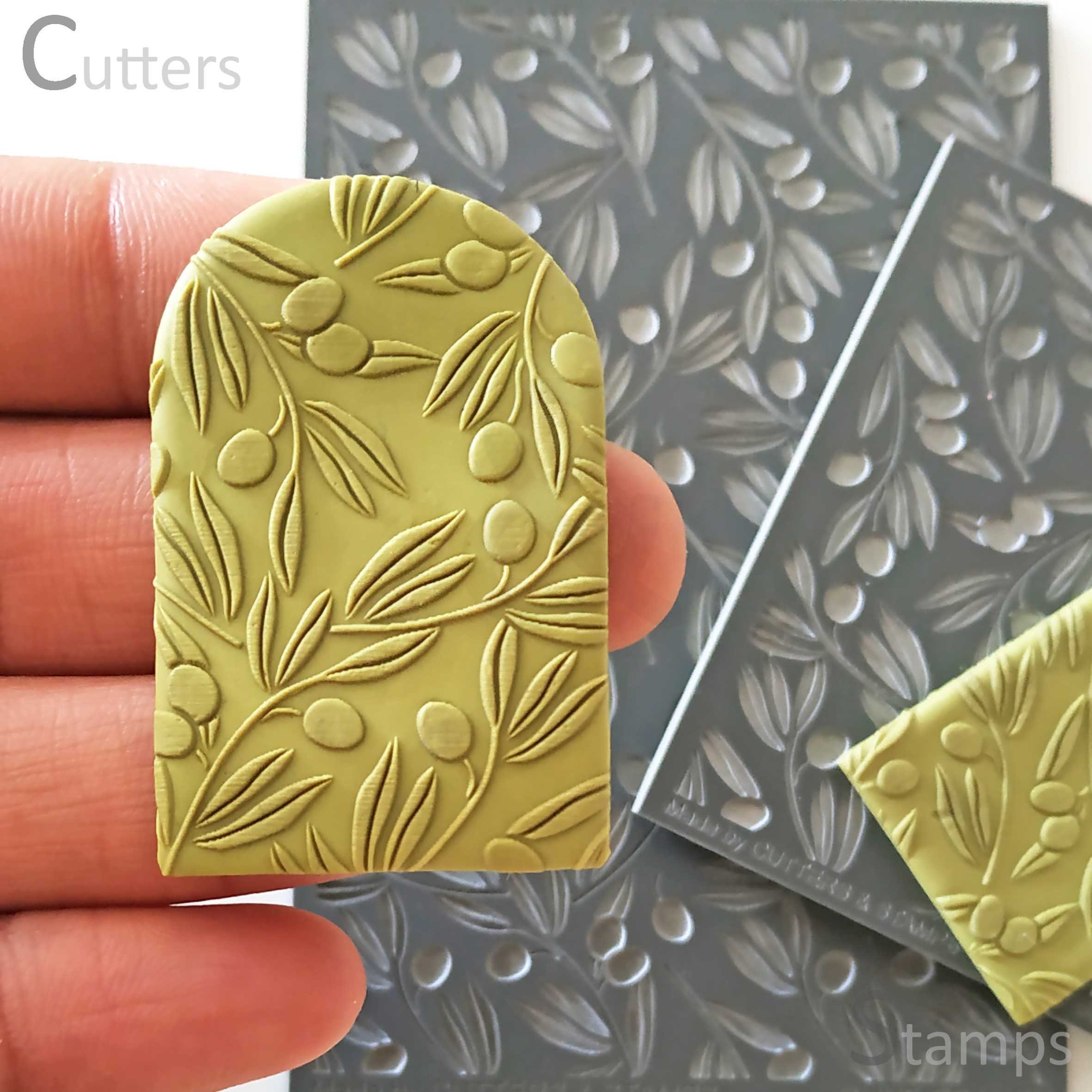 CLAY STAMP, POLYMER Clay Stamp, Embossing Stamp, Branches 02 Resin Set of 6  Embossing Simple Edge Minimalist Clay Stamps for Gifts / FLS028 
