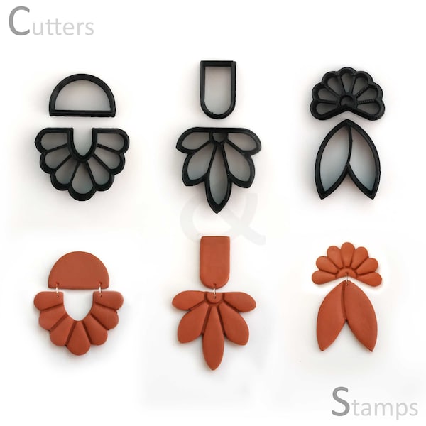 Floral Polymer Clay Cutter set of 6 | Clay Shape Cutter with Detailing | Unique clay cutter | DIY Craft tools | Polymer clay Earring cutter|