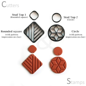 Polymer Clay Cutter set of 4 | Clay Shape cutter with Texture | Earring Clay cutter |
