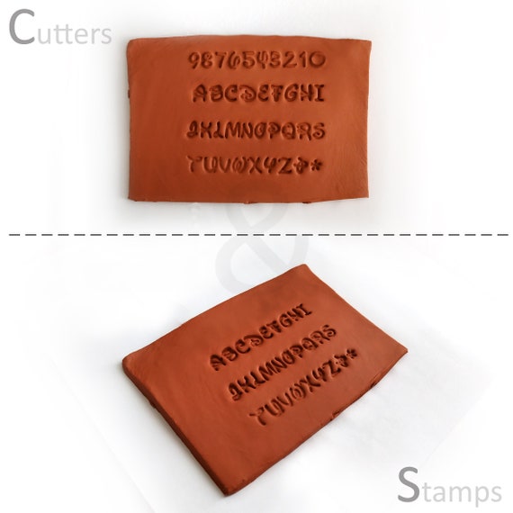 Tampon en argile Alphabets 8 mm 0,3 pouces Tampon majuscule et chiffres  Tampon céramique Cachet du potier Étui de rangement inclus -  France