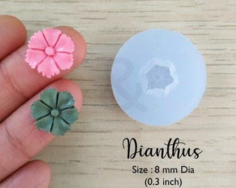 Clay Mold : DIANTHUS 8mm Silicon mold for polymer clay | Polymer Clay mold | Floral silicon Mold