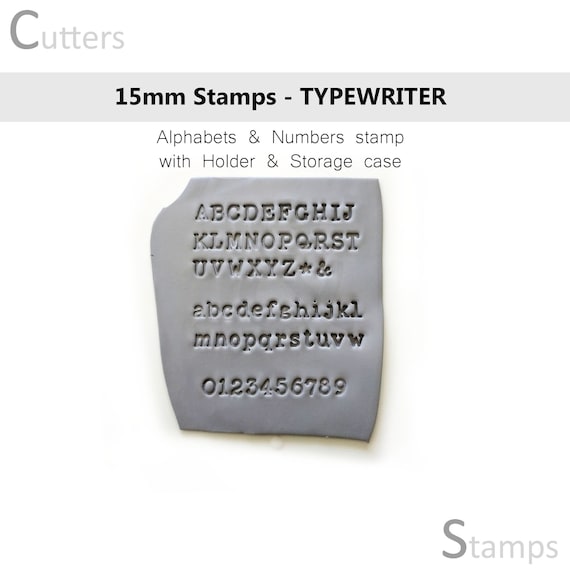 15mm (0.6 inch) Alphabet Stamps for clay, Ceramics & Pottery, TYPEWRITER
