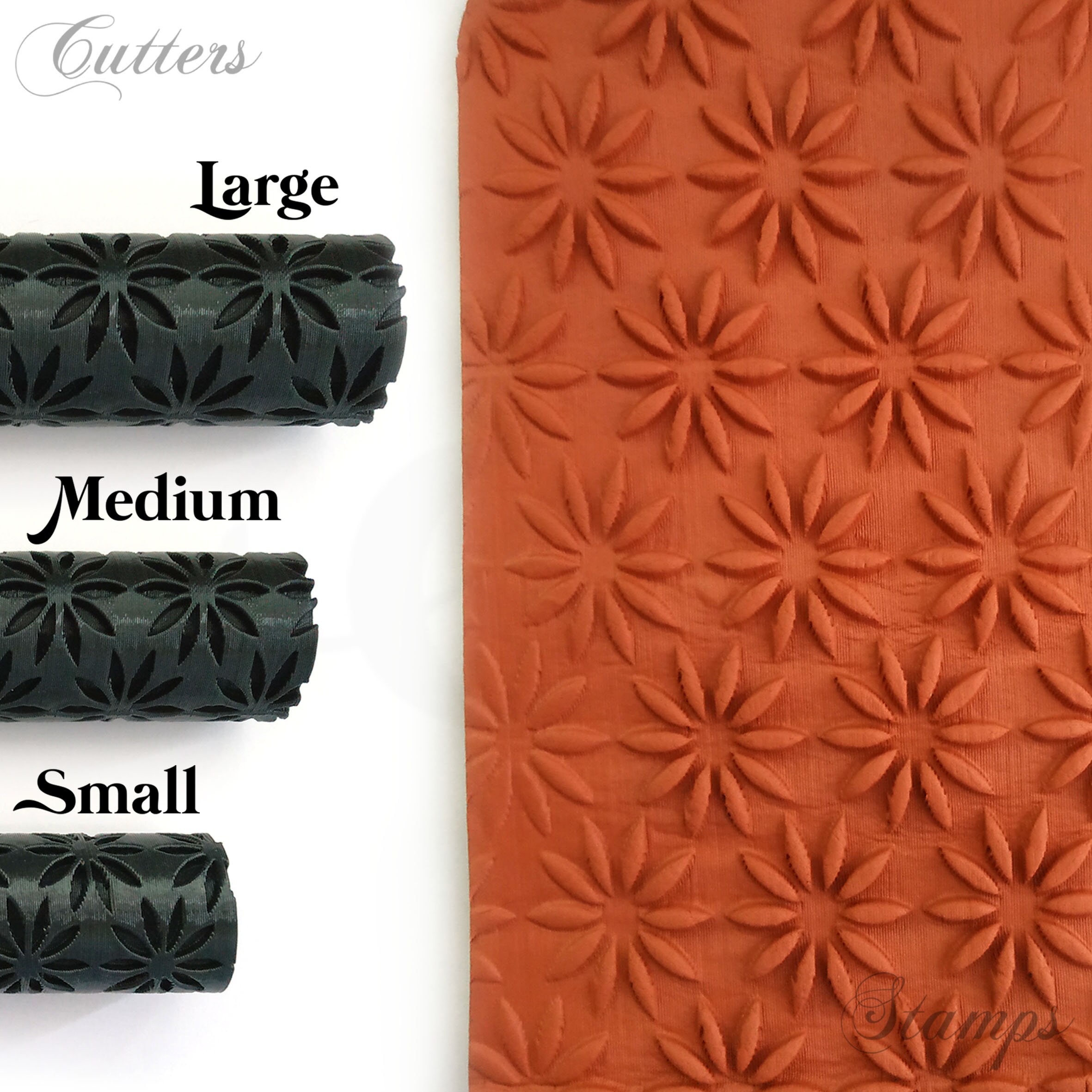Vintage Floral Clay Texture Roller Floral Design Textures Clay Pattern Hand Roller  Clay Texture Tool 