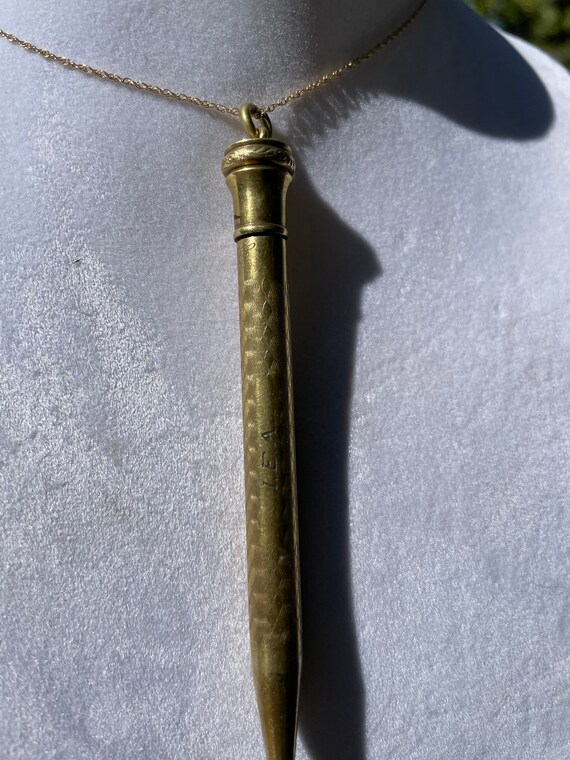 Antique Gold Filled Pen Pencil Pendant Gem