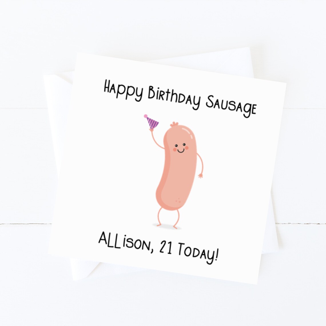 Happy Birthday Sausage Personalised Birthday Card Funny Etsy