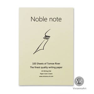 Bloco de notas NOBLE NOTE. 100 folhas, cor creme, A5 148 x 210 mm. Papel para caneta-tinteiro. Bloco de notas. Caderno Tomoe River. Papel de carta de luxo.
