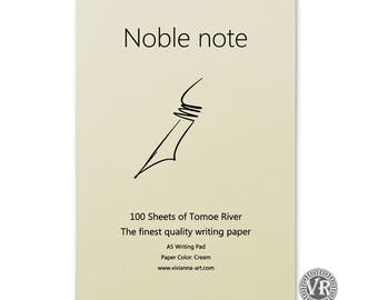 NOBLE HINWEIS Schreibpad.100 Blatt, Creme Farbe, A5 148X210 mm. Füllfederhalter Papier. Bericht Pad. Tomoe River Notebook. Luxus-Schreibpapier.