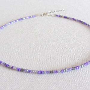 Beaded Choker Necklace Purple Choker Lilac Choker Silver Gray - Etsy