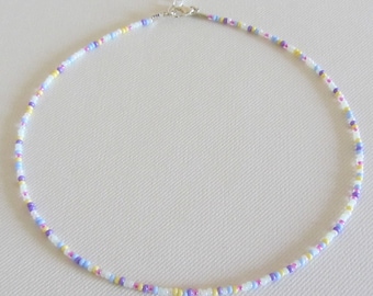 Beaded choker, rainbow bead choker, gold choker necklace, colorful choker, seed bead choker, Boho choker, beach jewelry, hippie, hippy