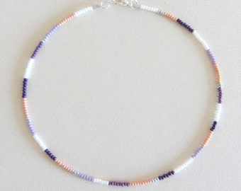 Beaded choker rainbow bead choker necklace purple bead choker hippie colorful choker boho chokers seed bead colorful beaded beach jewelry