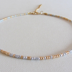 Beaded choker necklace gold silver bead necklace rainbow choker bead choker seed bead choker mini bead choker boho beach jewelry hippy gift