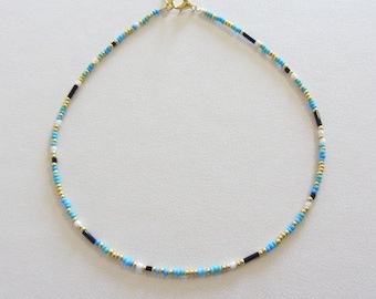 Colorful beaded choker seed bead choker necklace turquoise white gold black blue necklace trendy choker beachy necklace gifts for her