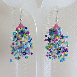 Multi-colored beaded earrings handmade gift Bohemian Statement Earrings Multi Colored Earrings summer jewelry necklace