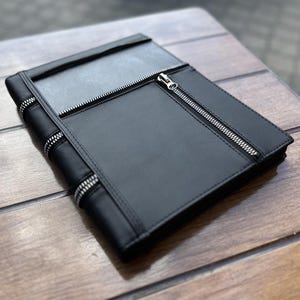 Premium laptopfodral i bokstil | Laptopfodral i alla storlekar, dragkedja med skyddande omslag, hårt omslag, vadderat anteckningsblock, 12 13 14 15 16 17 18 tum