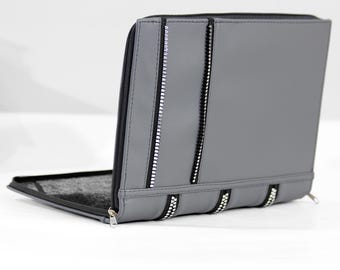 2026 LG Gram 16 inch Laptop Case Gray PU Leather Sleeve Zippered Lg Gram 17 Case Cover 2-in-1 16 Pro 17 Pro Notebook Case 15.6 inch