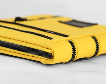 Custom Yellow Kobo Clara eReader Case with Black Secure Zippers & Extra Pockets - High-Quality Protective Sleeve with Ultimate Protection