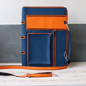 Framework Laptop 16 Case Card Extpansion PU Blue & Orange Leather Sleeve Zippered Hardcover Protective Framework Laptop 12 13 eGPU Cover