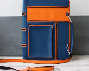 Framework Laptop 16 Case Card Extpansion PU Blue & Orange Leather Sleeve Zippered Hardcover Protective Framework Laptop 12 13 eGPU Cover