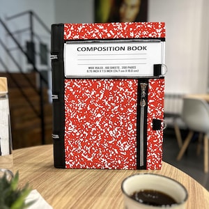 Shockproof Framework Laptop 16 Inch Zippered Padded Case, Customizable Book Cover Bag Red Composition Book