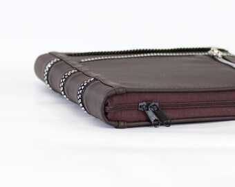 Shockproof Framework Laptop 13 Case PU Brown Leather Framework Laptop 16 Sleeve Zippered Hardcover Protective Framework Laptop 12 Cover Bag