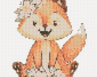 Adorable Fox Cross Stitch Pattern, Digital Download PDF